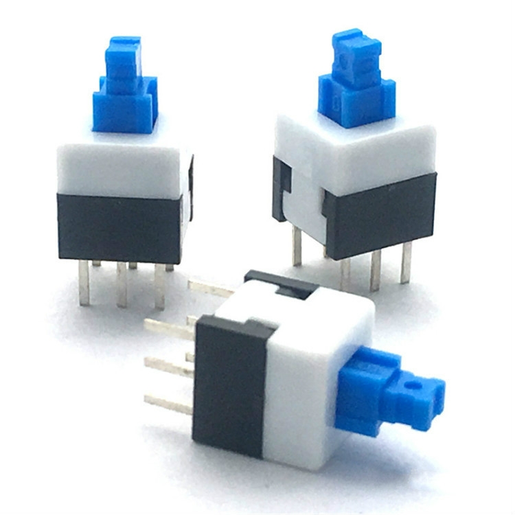 

10 PCS Blue White Black Key Switch Self-locking Switch, Specification:8x8mm