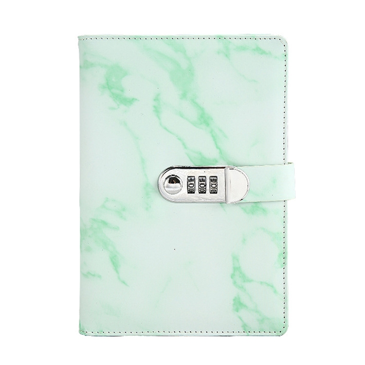 

A5 Marble Texture Retro Password Lock Notebook Multifunctional Student Handbook Notepad(Green)