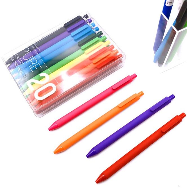 

2 Sets Candy Colored Neutral Gel Pen Brush Matte Soft Plastic Pen Color Refill Multicolor Set, Color:20 Colors Set