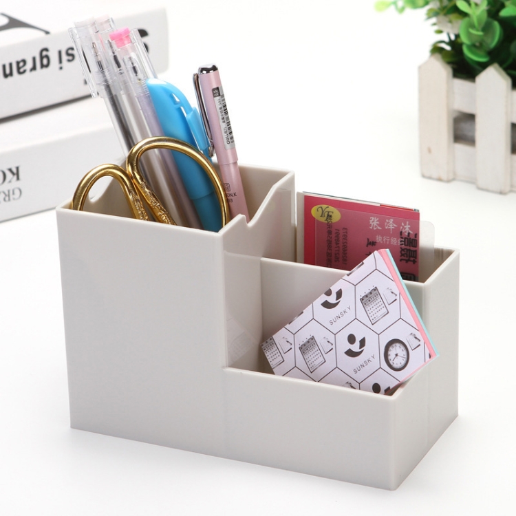 

Creative Multifunctional Desktop Plastic Storage Phone Holder Pen Holder(Grey)