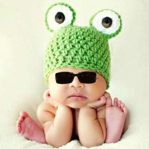 

Children Photography Clothing Hand-knitted Cartoon Frog Shape Wool Cap, Size: One Size(Green)