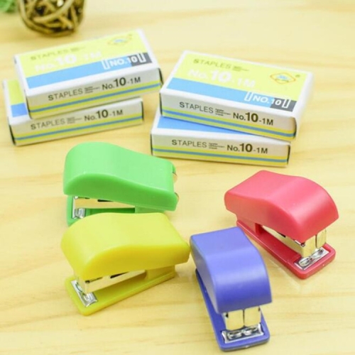 

6 Sets Creative Stationery Binder No.10 Staples + Mini Stapler Set Random Color Delivery