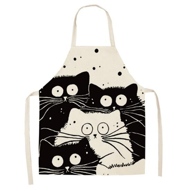 

Cartoon Cute Cat Apron Cotton Linen Creative Home Daily Necessities, Size:Small, 38x47cm(WQ0029-5)
