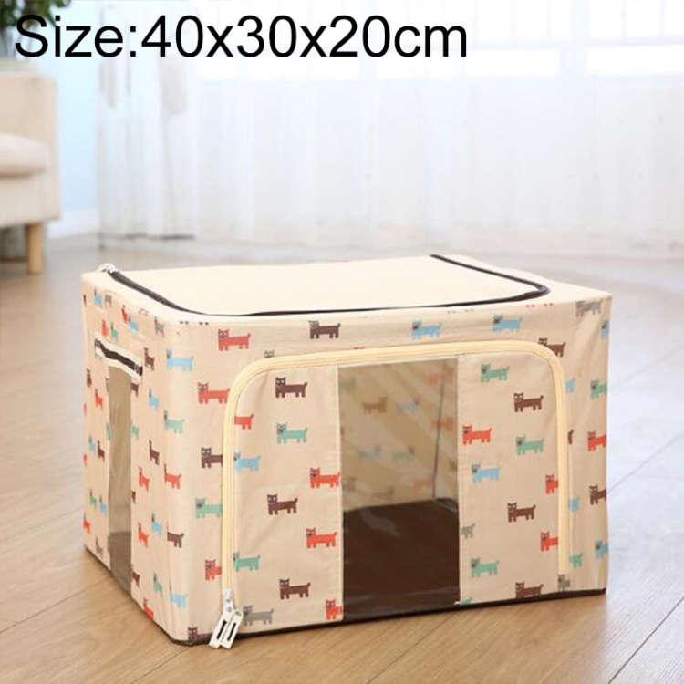 

Folding Storage Box Non Woven Fabric With Zipper Moisture-proof Clothes Storage Box, Size:22L 40x30x20cm(Beige Dog)