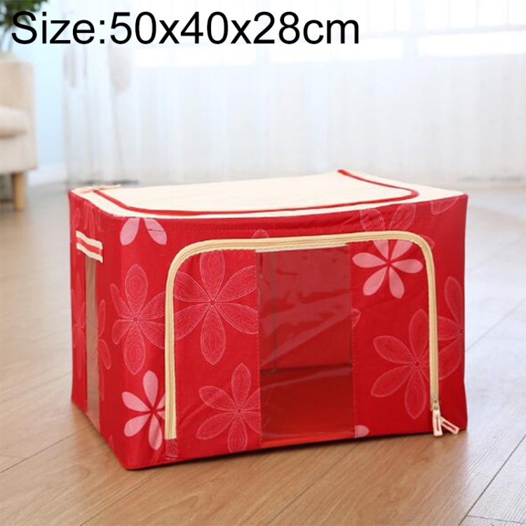 

Folding Storage Box Non Woven Fabric With Zipper Moisture-proof Clothes Storage Box, Size:55L 50x40x28cm(Red Sun Flower)