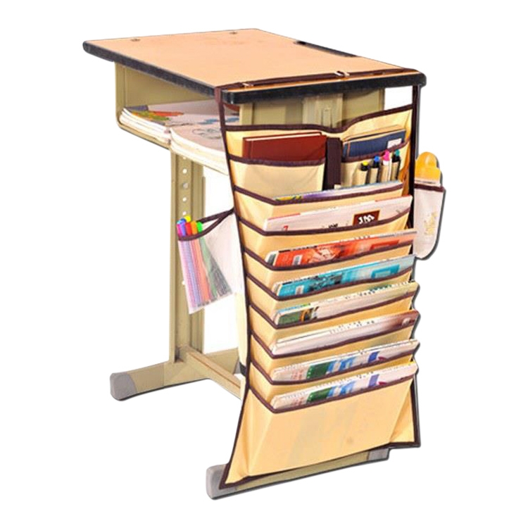 

Multi-function Desk Large Capacity High School Student Book Storage Hanging Book Bag(Beige)