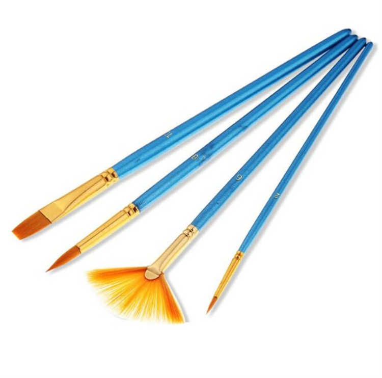 

3 Sets 4 in 1 Nylon Wool Watercolor Paint Brush Fan Shaped Watercolor Pen Set Art Supplies(Blue)