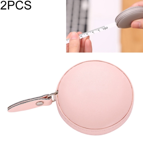 

2 PCS Mini Tape Measure Cute Portable PU Measuring Ruler Measuring Bust Hips Waist Soft Tape(Pink)