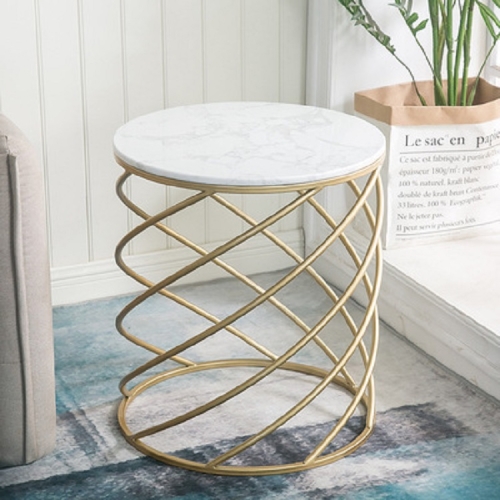 

SY0588 Round Coffee Table Modern Minimalist Creative Personality Bedroom Bedside Table, Color:White Spring, Size:50x50x57cm