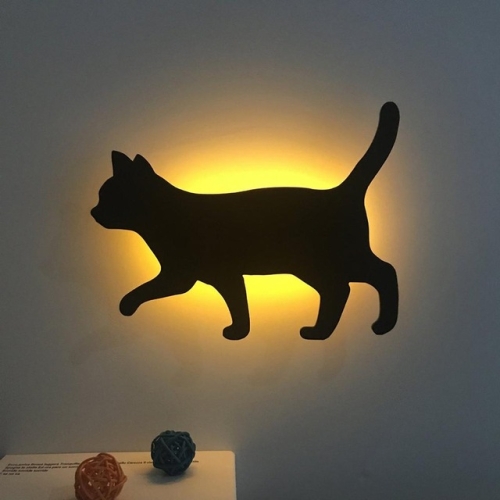 

LED Light Control Sound Control Night Light Silhouette Light Shadow Light Cat Wall Light Battery USB Dual-use Style(Walking cat)