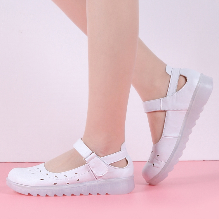 

Air Cushion Nurse Shoes Non-slip Soft Bottom Breathable Flat Women Shoes Work Shoes, SIZE:35(White PVC)