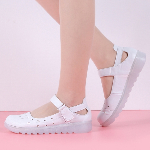 

Air Cushion Nurse Shoes Non-slip Soft Bottom Breathable Flat Women Shoes Work Shoes, SIZE:39(White PVC)
