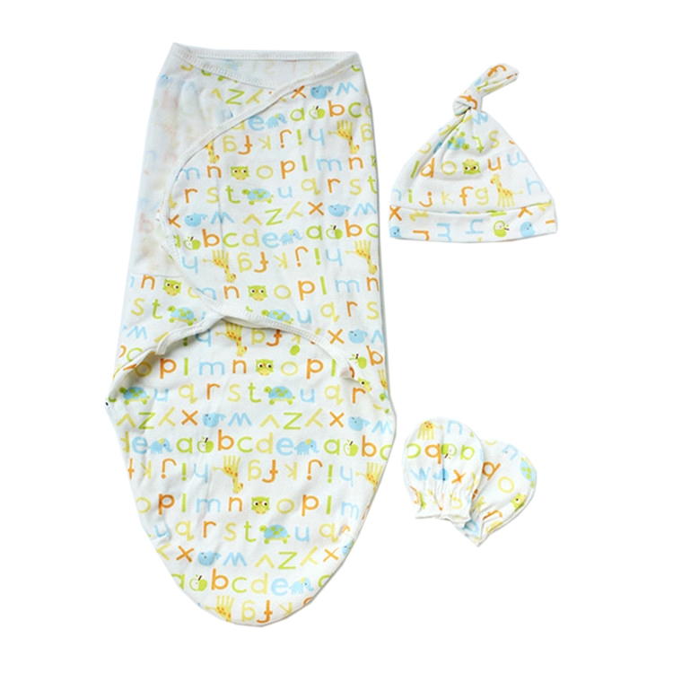 

Spring Summer Cotton Baby Infant Bags Towels Sleeping Bags Knitted Cloth Cap Set, Size:S (50x70 CM)(Animal Alphabet)