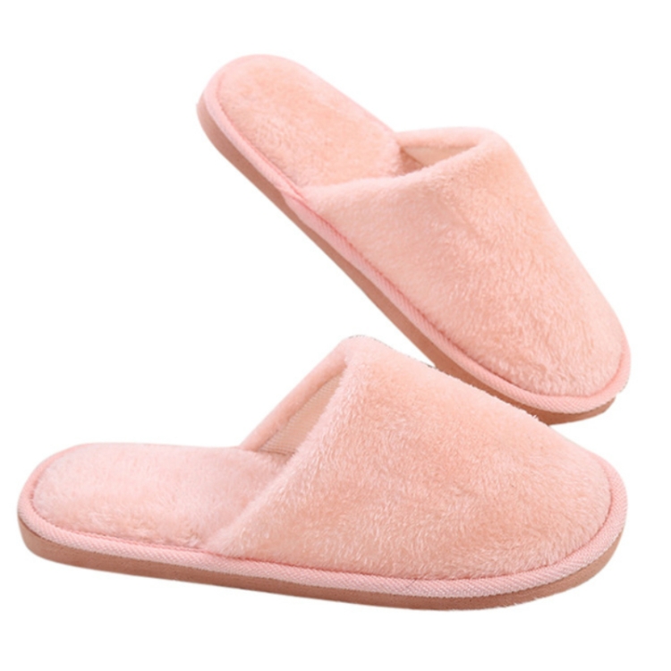 

2 Pairs Home Warm Plush Cotton Slippers, Size:38-39(Beige)
