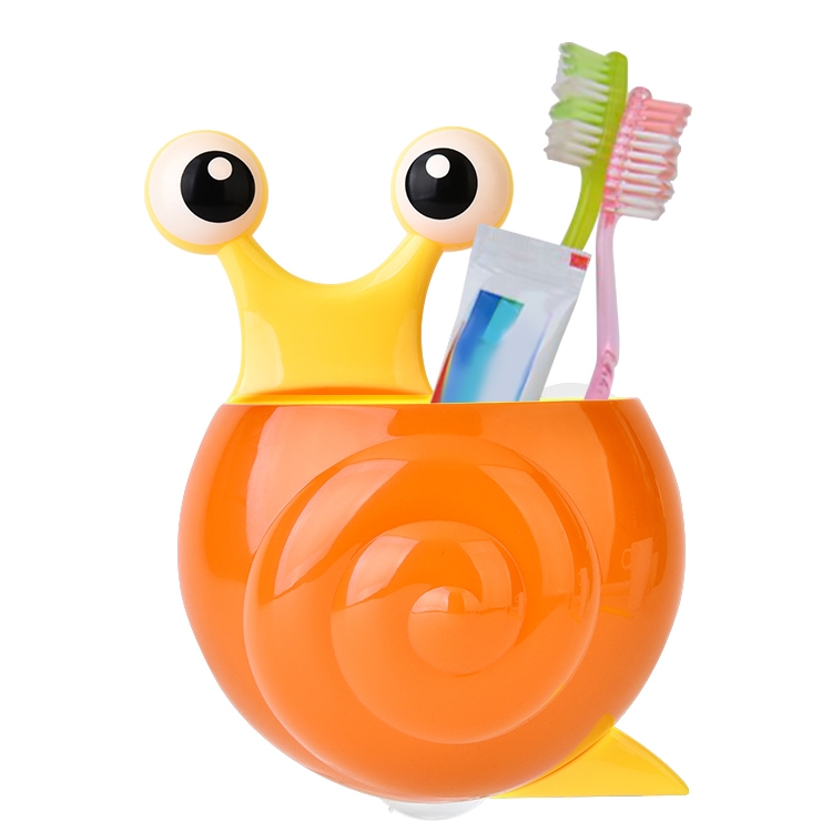 

Creative Cute Snail Toothbrush Holder Powerful Bathroom Rack(Orange)