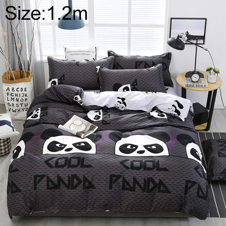 

4 PCS/Set Bedding Set Happy Family Pattern Duvet Cover Flat Sheet Pillowcase Set, Size:1.2M(Panda Babe)