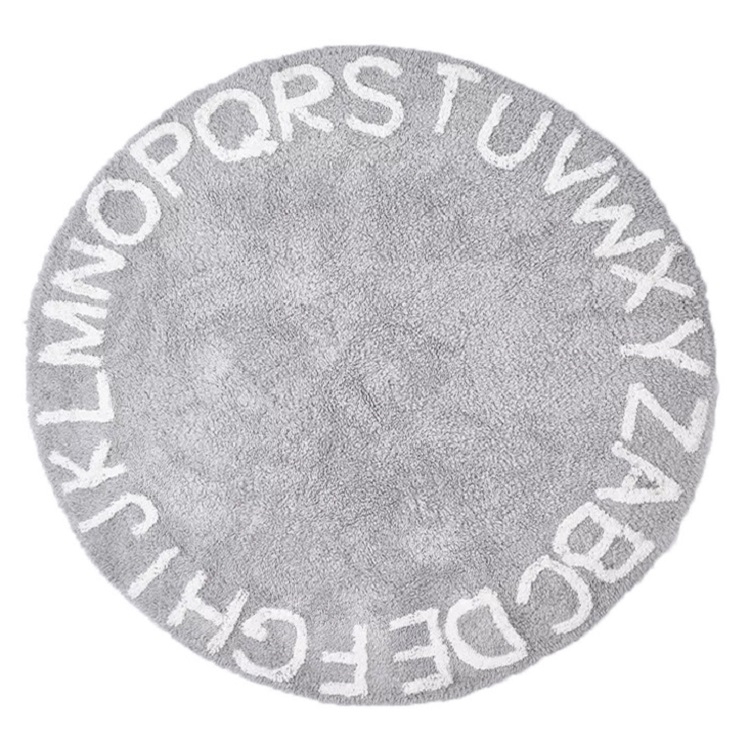 

26 Letters Round Mat Children Play Mat(Gray)