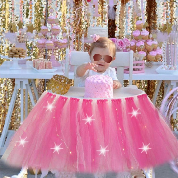 

Tulle Chair Skirts Cover Cloth for Kids Birthday Baby Shower Communion Party Decoration With Light, Size:85x35CM(Magenta)