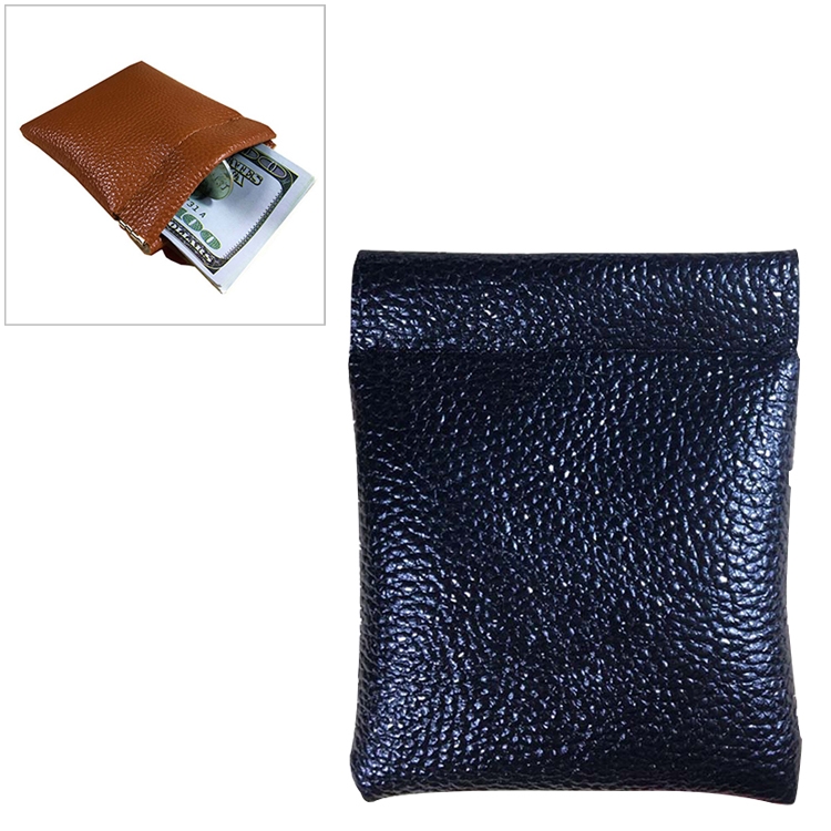 

Fashion Solid Color PU Leather Coin Purse Women Men Small Mini Short Wallet Money Bags(Black)