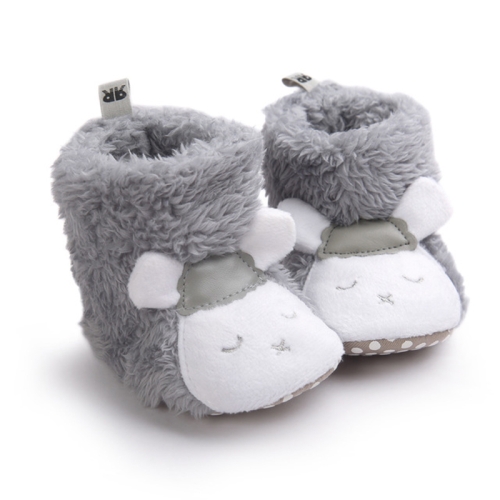 

Baby Cotton Shoes 0-1 Year Old Winter Plus Velvet Baby Soft Bottom Warm Non-slip Toddler Shoes, Size:Inner Length 12cm(Gray)