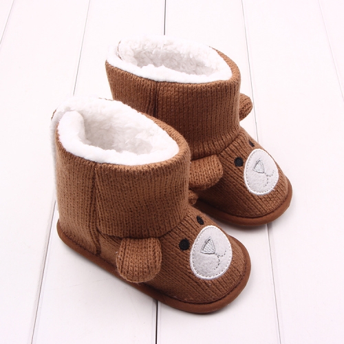 

Autumn and Winter Bear Knit Plus Velvet Baby Cotton Boots Baby 0-1 Years Old Toddler Shoes, Size:Inner Length 11cm(Brown)
