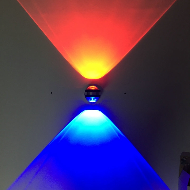 

LED Up And Down Light Wall Light Double-Sided Crystal Aluminum Lights Upper Outlet, Power:6W(Mixed Color Light)