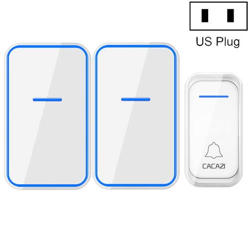 

CACAZI A68-2 One to Two Wireless Remote Control Electronic Doorbell Home Smart Digital Wireless Doorbell, Style:US Plug(White)