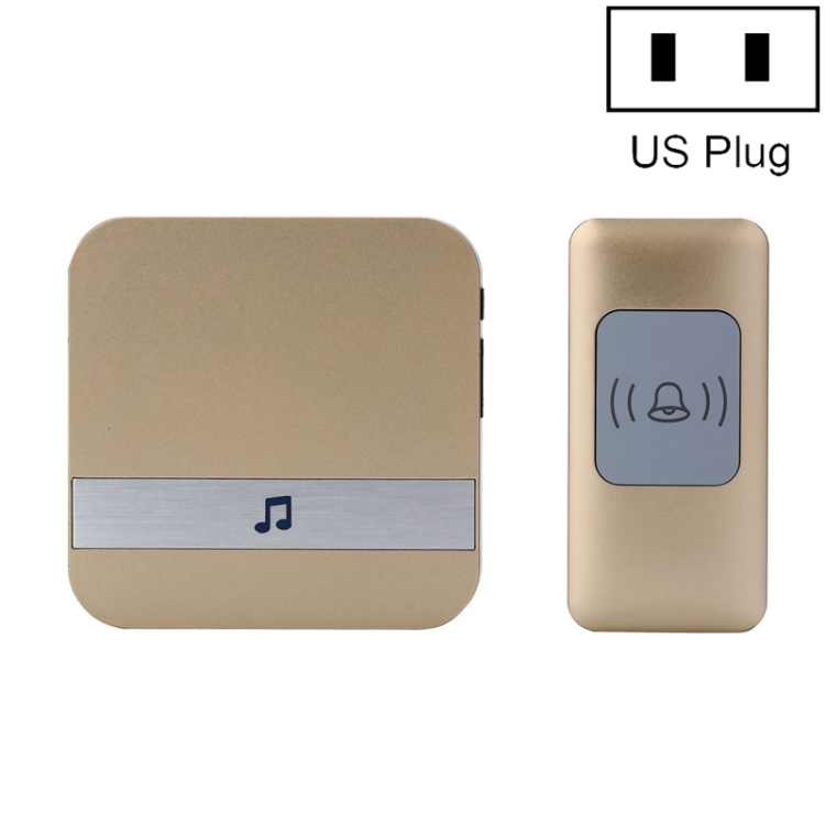 

CACAZI A9 Intelligent Remote Control Doorbell Electronic Waterproof Wireless Doorbell, Style:US Plug(Golden)