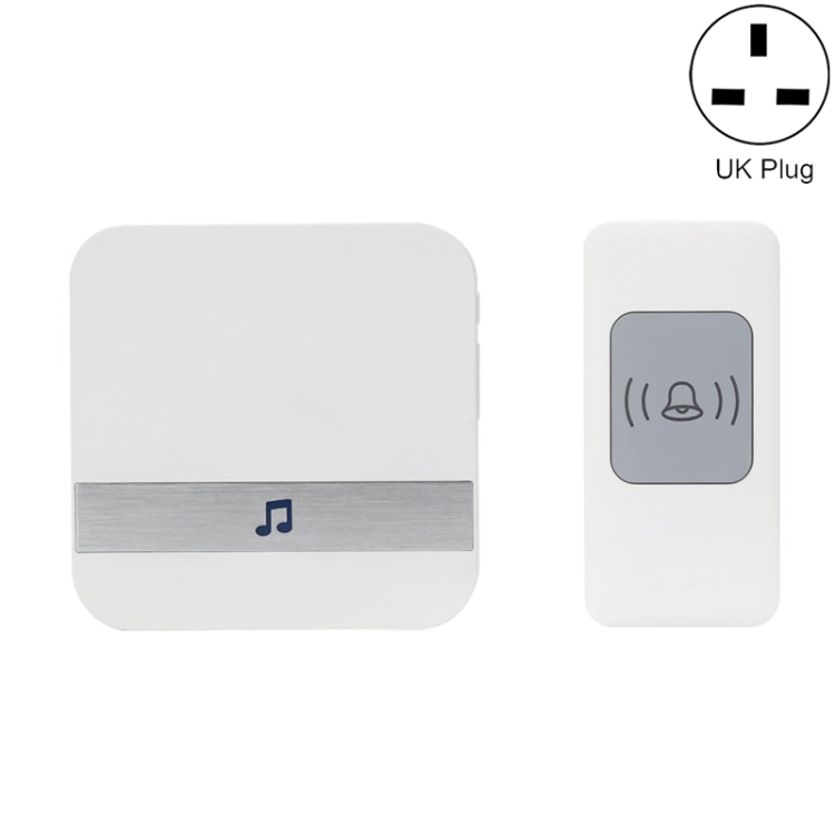 

CACAZI A9 Intelligent Remote Control Doorbell Electronic Waterproof Wireless Doorbell, Style:UK Plug(White)