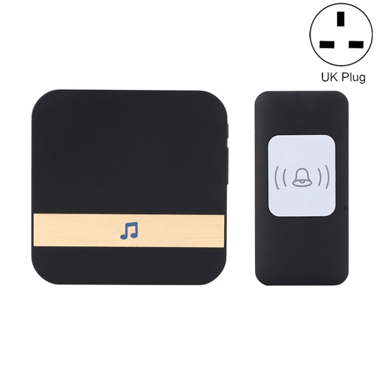 

CACAZI A9 Intelligent Remote Control Doorbell Electronic Waterproof Wireless Doorbell, Style:UK Plug(Black)