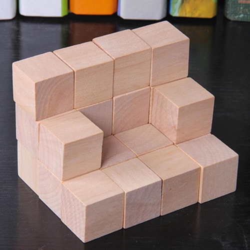 

50 PCS / Set Wood Color Elementary School Mathematics Teaching Aid Cube Cube Mold Stereo Recognition Graphics Tool, Size:2cm