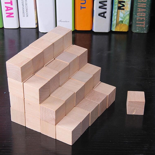 

100 PCS / Set Wood Color Elementary School Mathematics Teaching Aid Cube Cube Mold Stereo Recognition Graphics Tool, Size:1.5cm