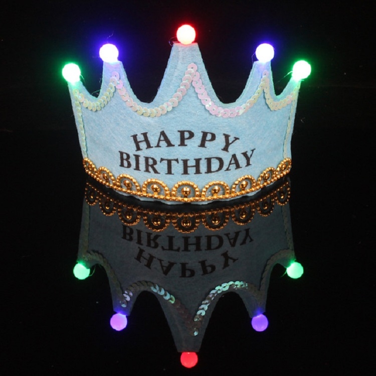 

Children's Birthday Party Supplies Crown LED Light Hoop Dress Hat(Blue Happy)
