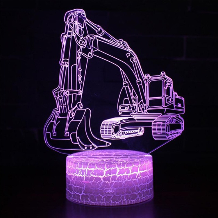 

3W Excavator 3D Light Colorful Touch Control Light Creative Small Table Lamp with Crack Base, Style:Touch Switch + Remote Control