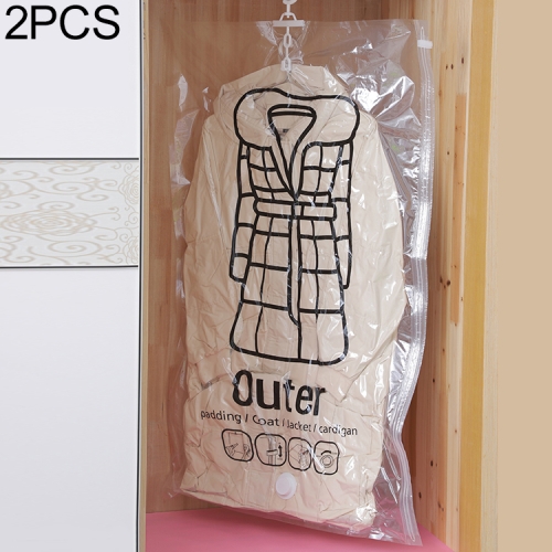 

2 PCS Side Pull Hanging Vacuum Compression Bag Clothes Storage Finishing Dust Cover, Size:Large