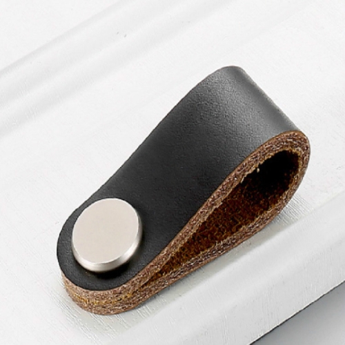 

Kitchen Cabinet Wardrobe Leather Door Handle Drawer Pull, Specification:Black Single Hole