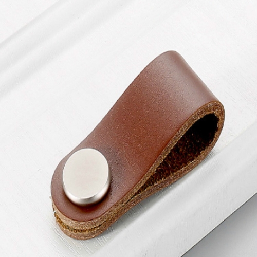

Kitchen Cabinet Wardrobe Leather Door Handle Drawer Pull, Specification:Light Coffee Single Hole