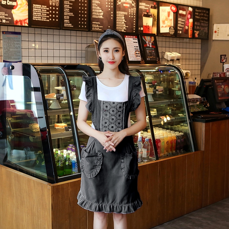 

2 PCS Princess Apron Kitchen Women Work Clothes Coffee Shop Apron, Specification:Sleeveless Apron(Black)