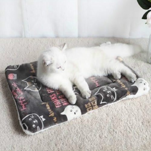 

Pet Winter Thick Blanket Sleeping Mat Dog Cat Sleeping Bed, Size:M(Gray Cat)