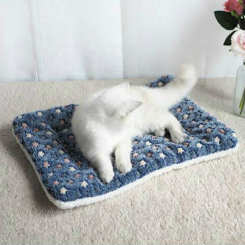 

Pet Winter Thick Blanket Sleeping Mat Dog Cat Sleeping Bed, Size:L(Blue Star)