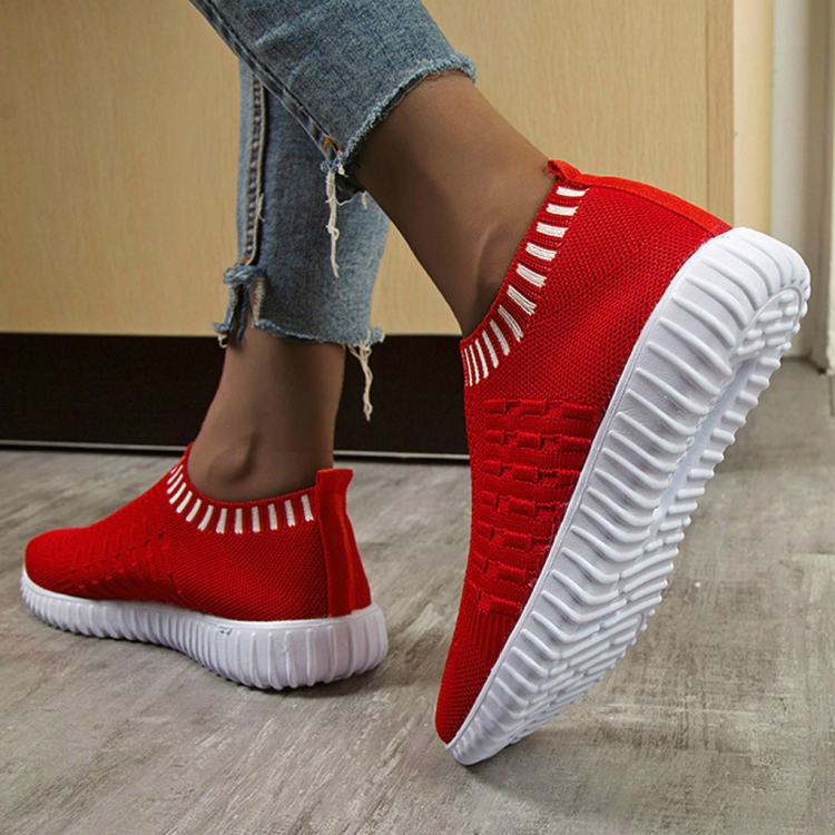 

Large Size The Trend Of Women Shoes Wild Sports Leisure Flying Running Shoes, Shoe Size:40(Red)