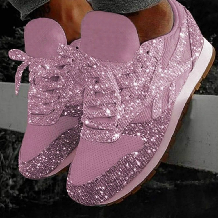 

Autumn and Winter Sponge Sequins Breathable Platform Sports Shoes, Size:35(Pink)