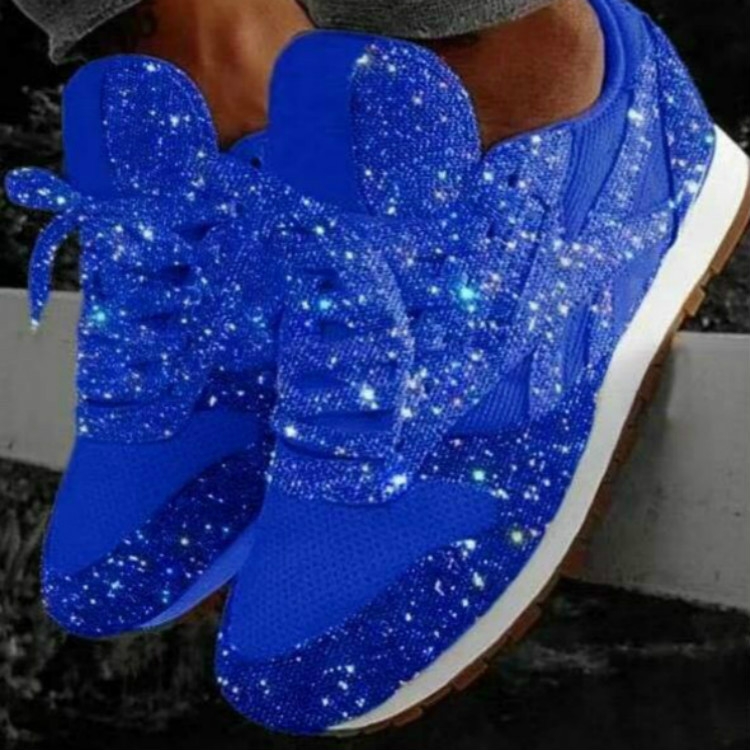 

Autumn and Winter Sponge Sequins Breathable Platform Sports Shoes, Size:42(Blue)