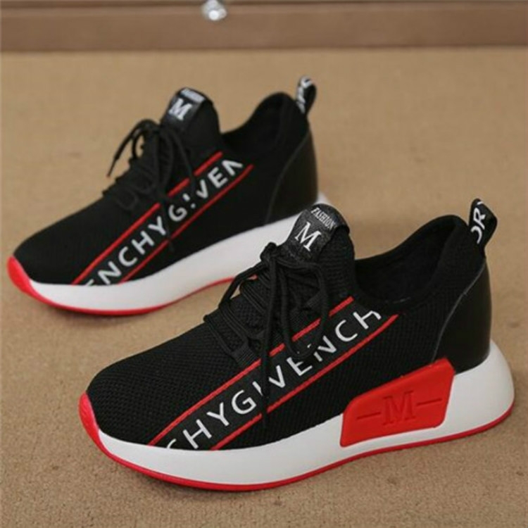 

Autumn Female Color Matching Lace Breathable Mesh Casual Sports Shoes, Size:39(Black)