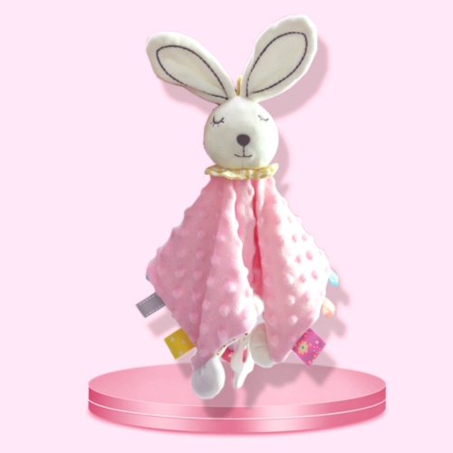 

Plush Animal Baby Soothing Towel Newborn Teether to Sleep with Bite Doll(Pink Rabbit)