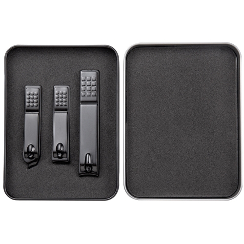 

2 PCS 3 in 1 Black Color Titanium Nail Shear Set Exfoliating Manicure Tool, Style:Black (Iron Box)