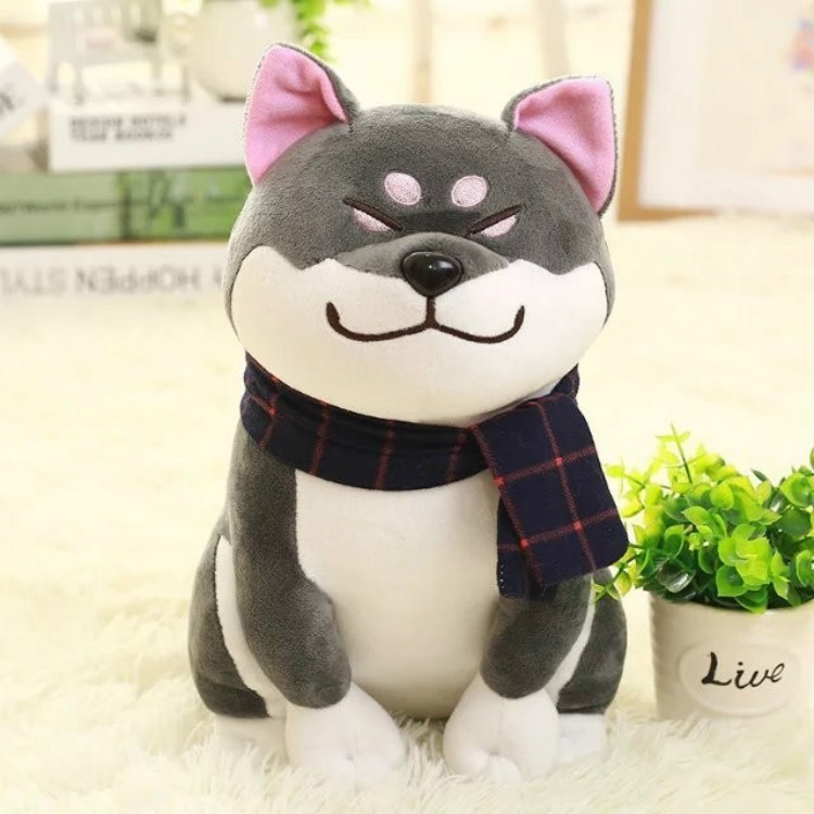 

Couple Scarf Shiba Inu Dog Plush Toy, Color: Gray, Size:45cm