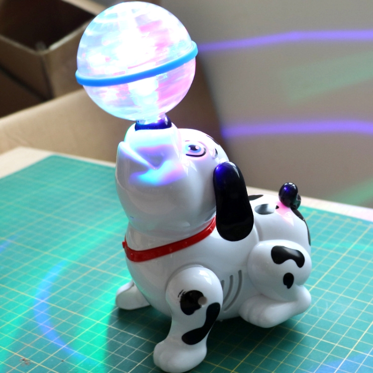 

Singing and Dancing Spinning Electric Toy Dog Baby Glowing Starry Robot(White)