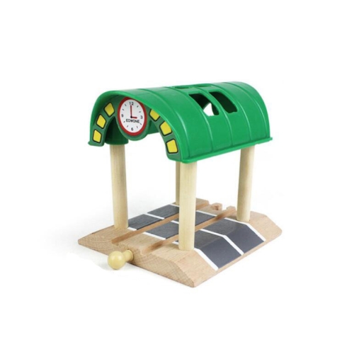 

Beech Rail Hovering Railroad Station Parallel Bars Crossing Wooden Toys, Style:Green Station