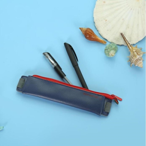 

2 PCS Business PU Pencil Case Simple Office Elastic Buckle Student Book Mini Pencil Box(Navy)